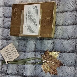 NWT The Rose Lady Gold Porcelain Maple Leaf Ornament